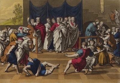 Ananias død (farge litho) av English School