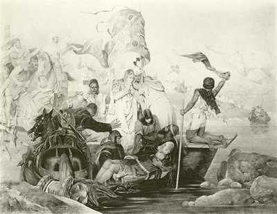 Barbarossas død (gravyr) av English School