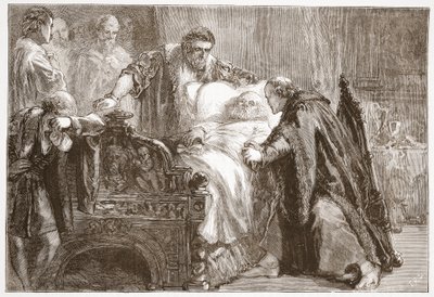 Death of Frederic the Wise, kurfyrst av Sachsen, illustrasjon fra The History of Protestantism av James Aitken Wylie (1808-1890), pub. 1878 av English School