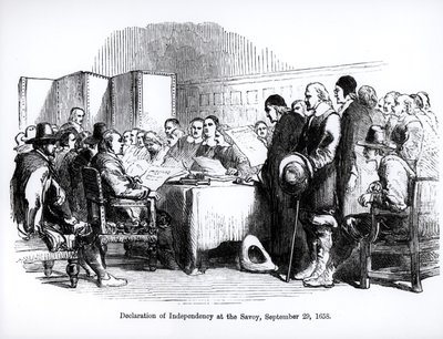 Uavhengighetserklæring på Savoyen, 29. september 1658 (gravering) (bw-foto) av English School