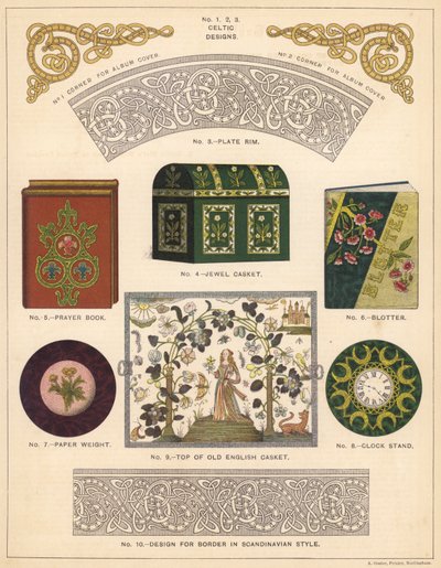 Dekorative gjenstander (farge litho) av English School