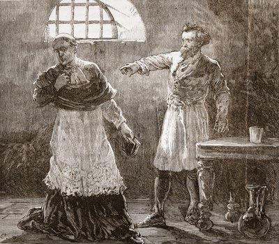 Denis irettesetter biskopen av Meaux, illustrasjon fra The History of Protestantism av James Aitken Wylie (1808-1890), pub. 1878 av English School
