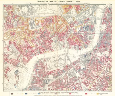 Beskrivende kart over Londons fattigdom, 1889 av English School