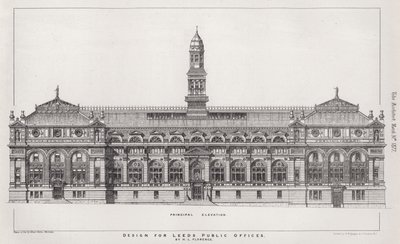 Design for Leeds offentlige kontorer (gravering) av English School