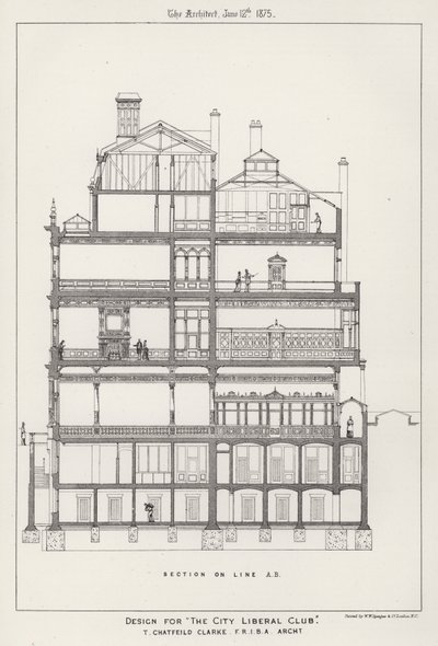 Design for "The City Liberal Club" (gravering) av English School