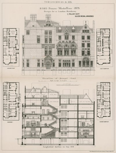 Design for en bolig i London av William Scott av English School