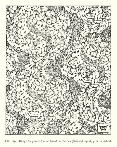 Design for trykt bomull basert på erten, diamantrepetisjon, 30 × 21 tommer (gravering) av English School