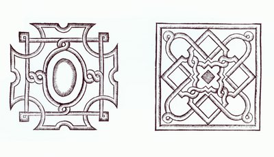 Design for en knutehage, fra The Country Housewifes Garden, av William Lawson, utgitt 1638 av English School