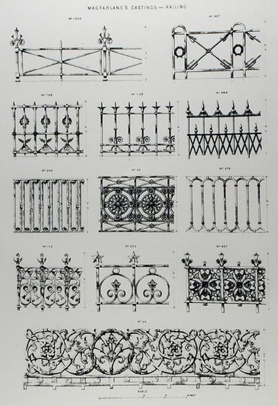 Design for rekkverk i støpejern, fra 