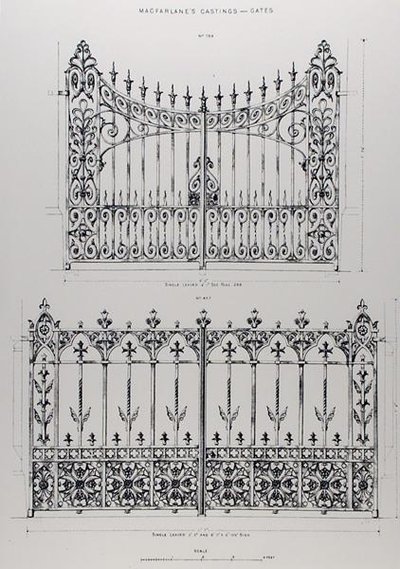 Design for rekkverk i støpejern, fra 