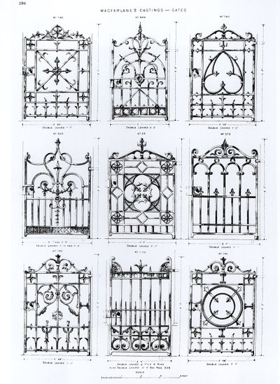 Design for rekkverk i støpejern, fra Macfarlanes Castings av English School
