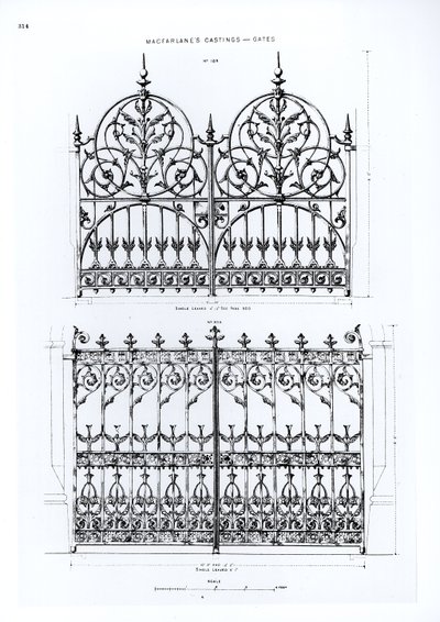 Design for rekkverk i støpejern, fra Macfarlanes Castings av English School