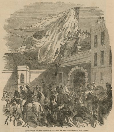Ødeleggelse av Mrs Grahams ballong i Arlington Street, Piccadilly av English School
