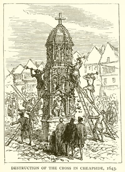 Ødeleggelse av korset i Cheapside, 1643 av English School