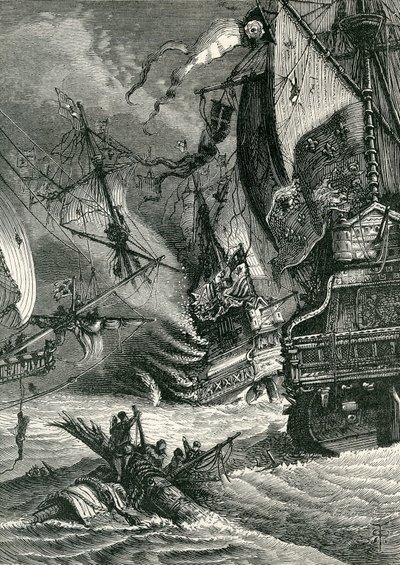 Ødeleggelse av den spanske armadaen, 1865 av English School