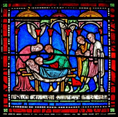 Detalj fra Miracle Window som viser historien om Richard av Sunieves av English School