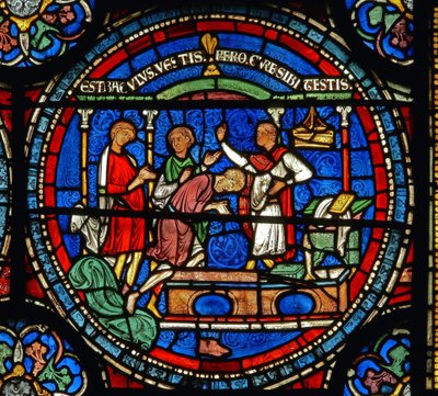 Detalj fra Miracle Window som viser Robert av Cricklade av English School
