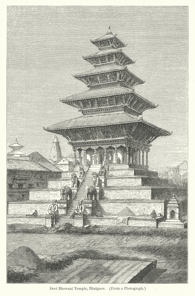 Devi Bhowani-tempelet, Bhatgaon (gravering) av English School