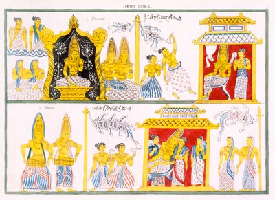 Dewa Loka, fra The History and Doctrine of Buddhism av Edward Upham, 1829 av English School