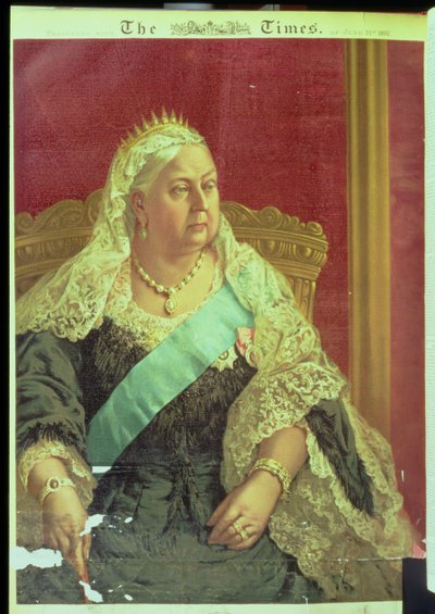 Diamantjubileumspresentasjon av dronning Victoria, fra The Times av English School