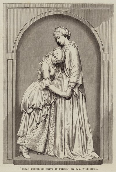 Dinah trøster Hetty i fengselet, av F J Williamson av English School