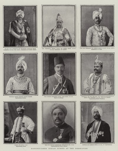 Distinguished Indian Guests at the Coronation, illustrasjon fra The Graphic, 28. juni 1902 av English School