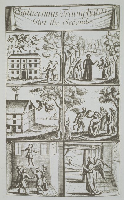 Diverse Manifestations of the Devil, kopi av en illustrasjon fra Sadducismus Triumphatus Part II, av Joseph Glanvil, London 1681, brukt i en History of Magic, utgitt sent på 1800-tallet av English School