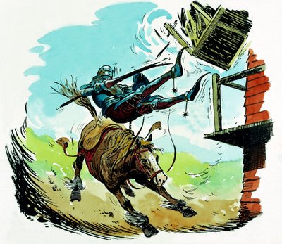 Don Quijote lader en vindmølle av English School