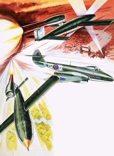 Doodlebug. V1 Flying Bomb av English School