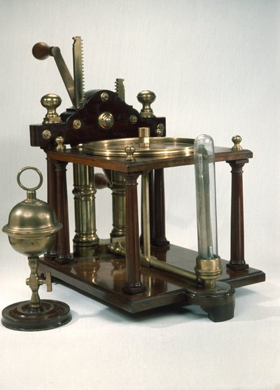 Dobbeltløps luftpumpe med Magdeburg-halvkuler, ca. 1800 av English School