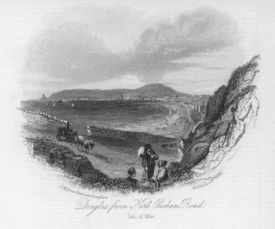 Douglas, fra Kirk Onchan Road, Isle of Man (gravering) av English School