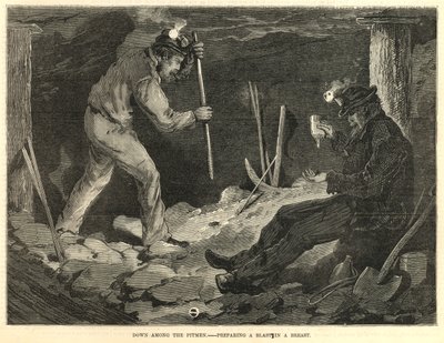 Nede blant pitmen - forbereder en eksplosjon i et bryst av English School
