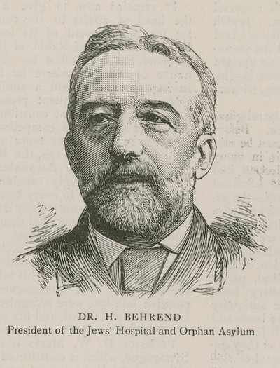 Dr H Behrend, president for Jews Hospital og Orphan Asylum av English School