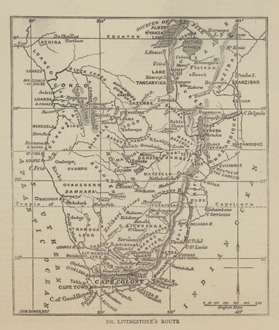 Dr Livingstones rute (gravering) av English School
