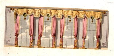 Drawing Room Window Gardiner, plate 92 fra Ackermanns Repository of Arts, utgitt 1816 (farge litho) av English School