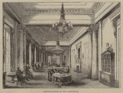 Salong på Athenaeum Club, London (gravering) av English School