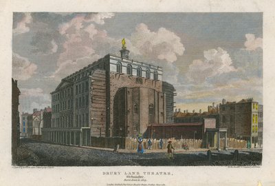 Drury Lane Theatre, Westminster, London; brant ned i 1809 av English School