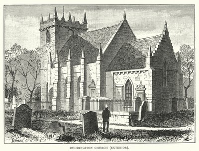 Duddingston kirke, eksteriør (gravering) av English School