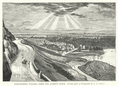 Duddingston Village, fra Queen's Drive (gravering) av English School