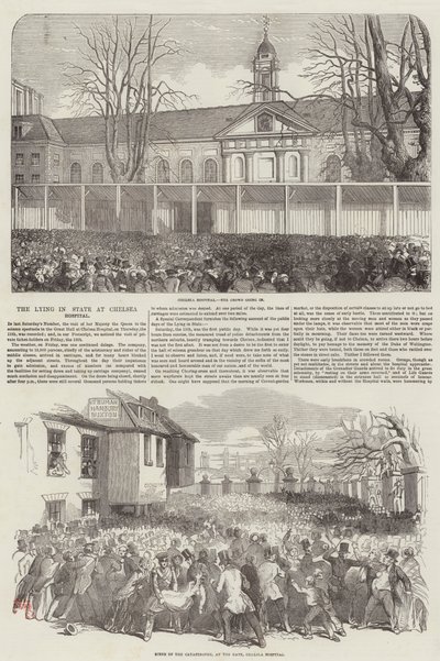 Duke of Wellington ligger i staten på Chelsea Hospital (gravering) av English School