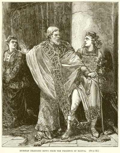 Dunstan drar Edway fra Presence of Elgiva av English School