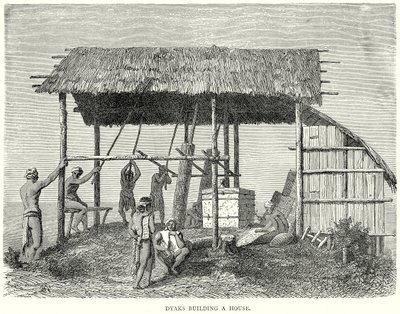 Dyaks bygger et hus (gravering) av English School