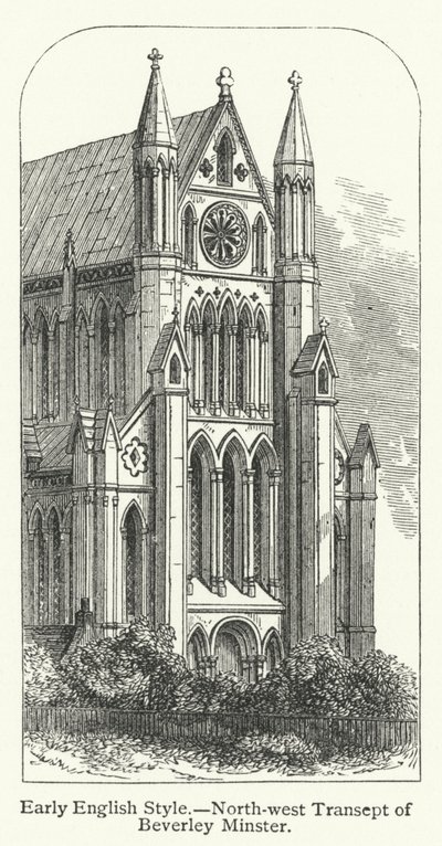 Tidlig engelsk stil, nordvestlige tverrskip av Beverley Minster (gravering) av English School
