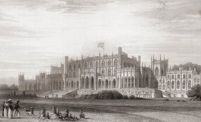 Eaton Hall, Cheshire, England på begynnelsen av 1800-tallet. Fra Churtons Portrait and Lanscape Gallery, utgitt 1836. av English School