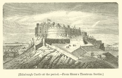 Edinburgh Castle i perioden (gravering) av English School