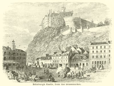 Edinburgh Castle, fra Grassmarket av English School