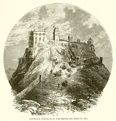 Edinburgh-slottet, slik det var før beleiringen i 1573 av English School