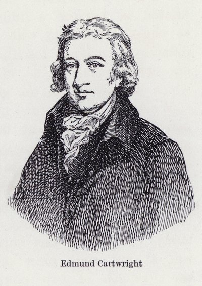 Edmund Cartwright , engelsk oppfinner av kraftveven (litho) av English School