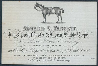Edward C Targett, jobb- og postmester og livstallvakt, handelskort av English School