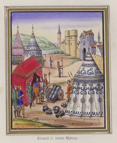 Edward III før Reims (farget gravering) av English School